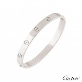 Cartier White Gold Plain Love Bracelet Size 20 B6035420